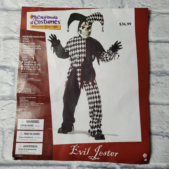 California Costume Collection Evil Jester Halloween Boy's size Medium (8-10) - Picture 1 of 15